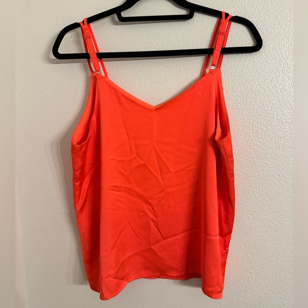 Skies Are Blue Bright Orange/Coral V-neck Camisole - Picture 2 of 8